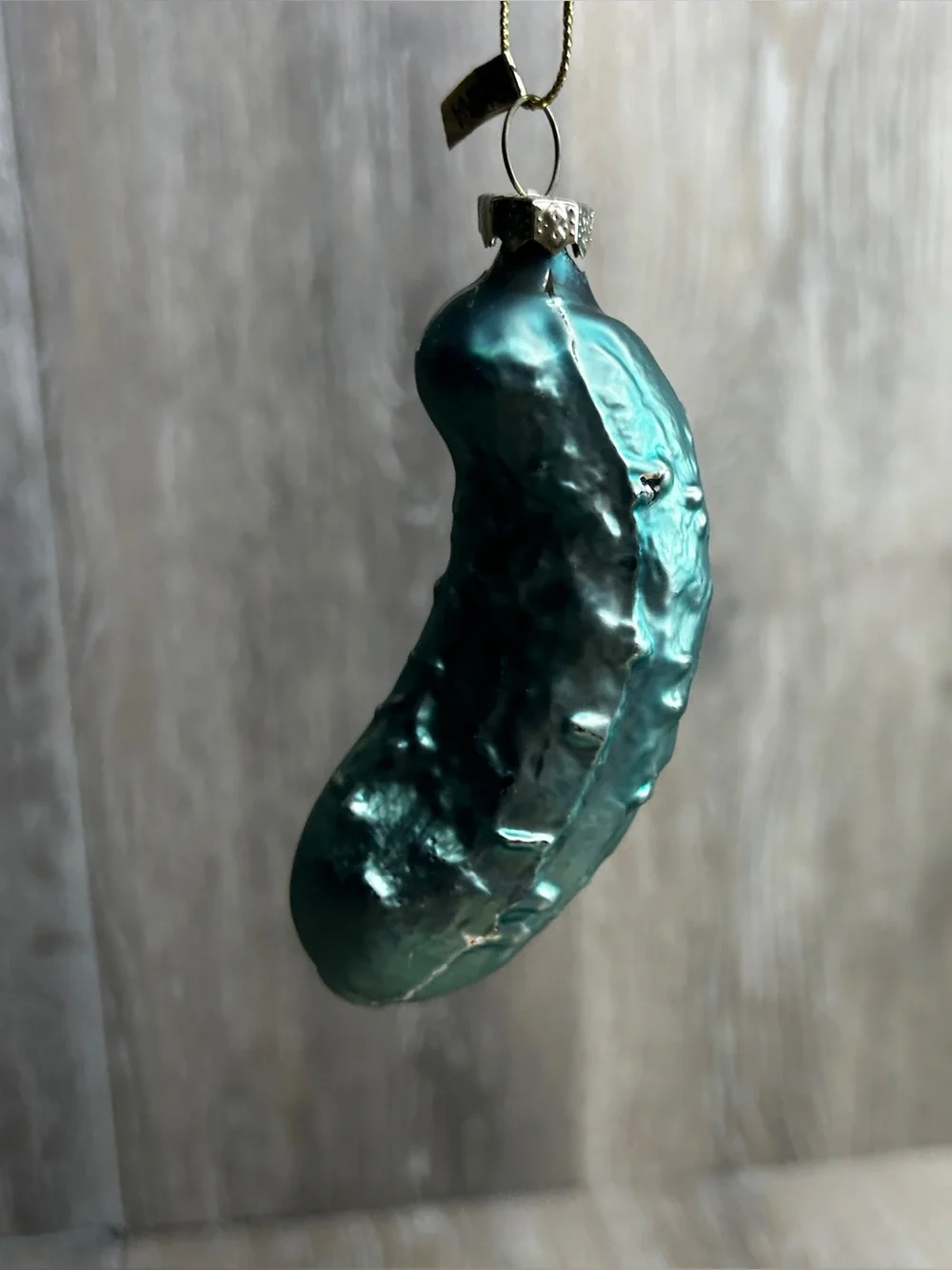 Vintage German Green Glass Pickle Ornament • Christmas Tree Decor • 4 Inch